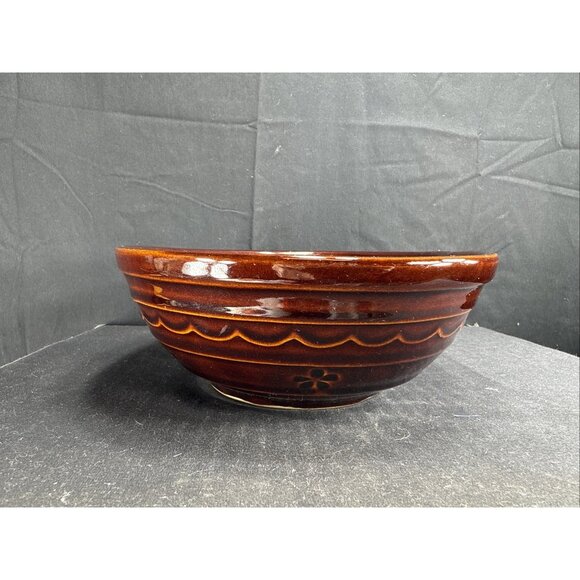 marcrest oven proof USA stoneware 10” X 8” divided dish Brown glaze Daisy Dot - Picture 3 of 7